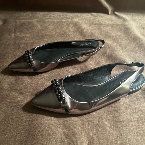 Coach Silver Slingback Flats - Size 9M - Picture 1 of 3